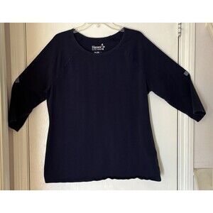 Hanes Women Blue 3/4 Sleeve T-Shirt 2XL